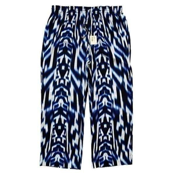 Calvin Klein Women’s Plus Size Blue Regatta Print Palazzo Pants NWT | Size 0X