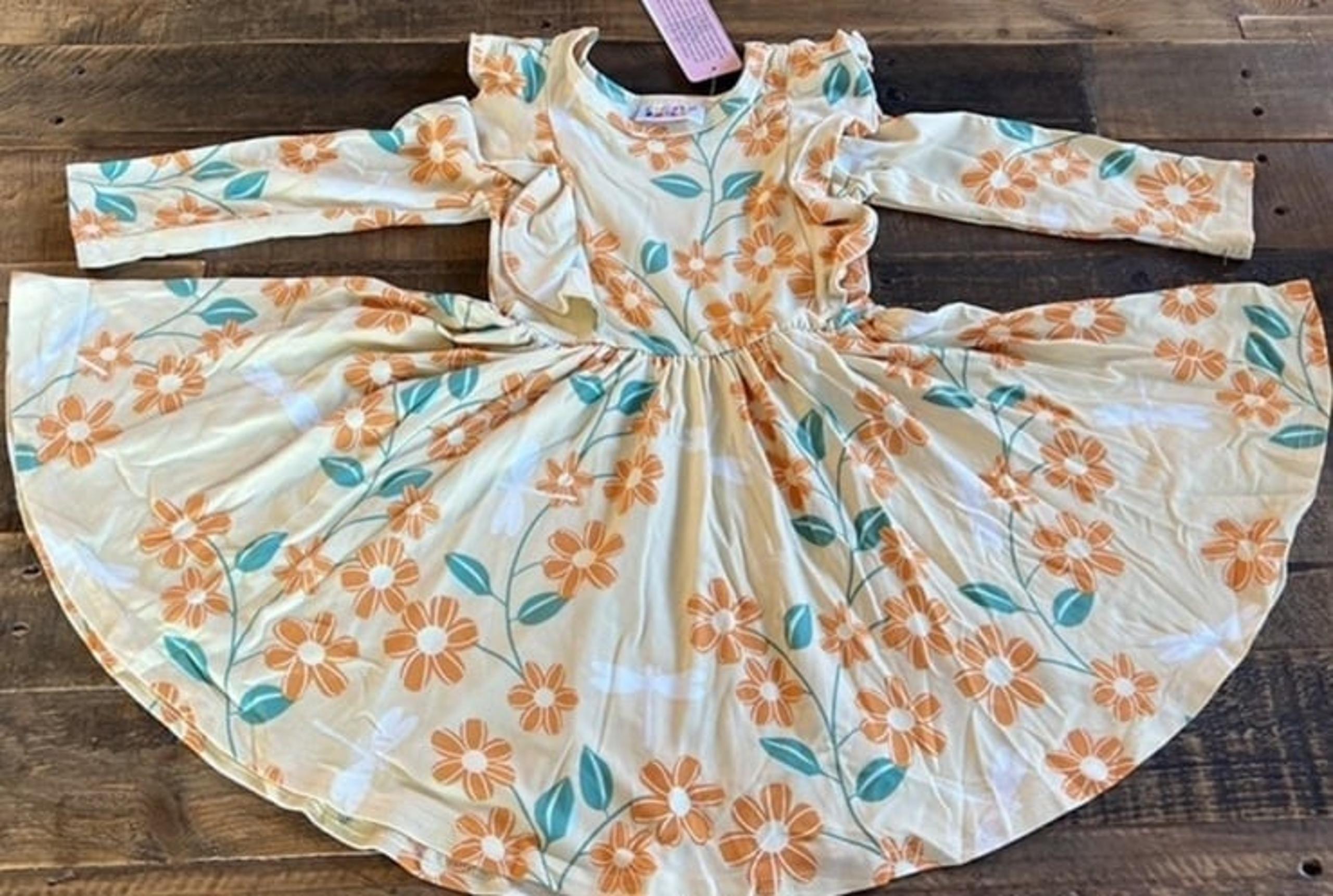 Dot Dot Smile size 3/4 girls Long Sleeve Dragonfly Ruffle Twirl Dress New