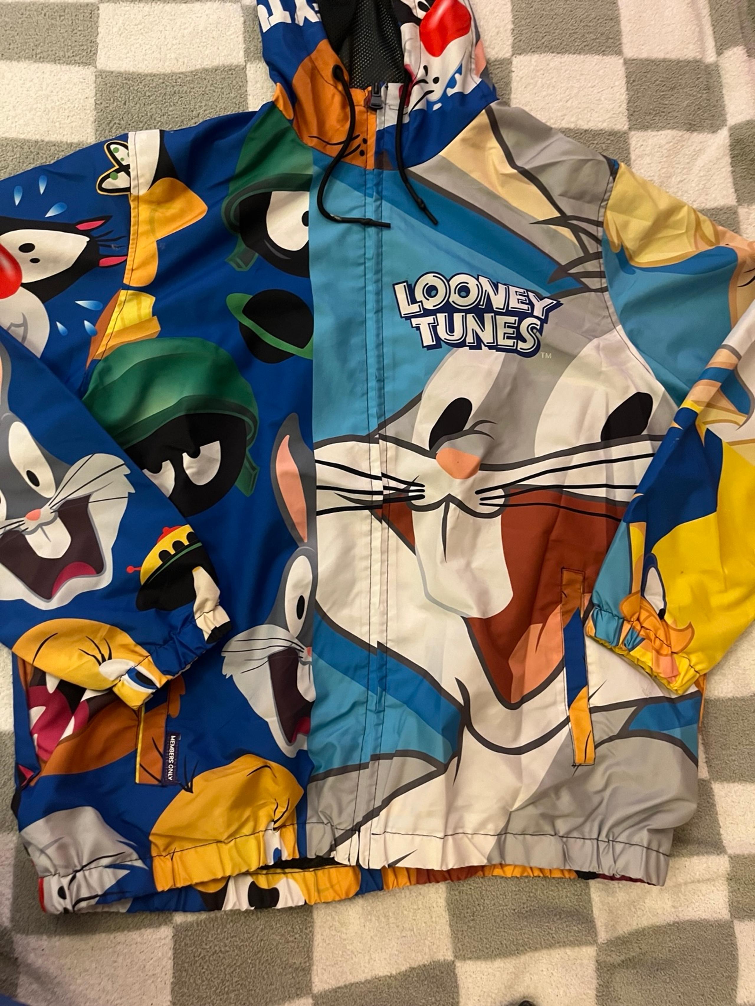 Looney Tunes Members Only Jacket Mens Size XLarge Hooded Windbreaker