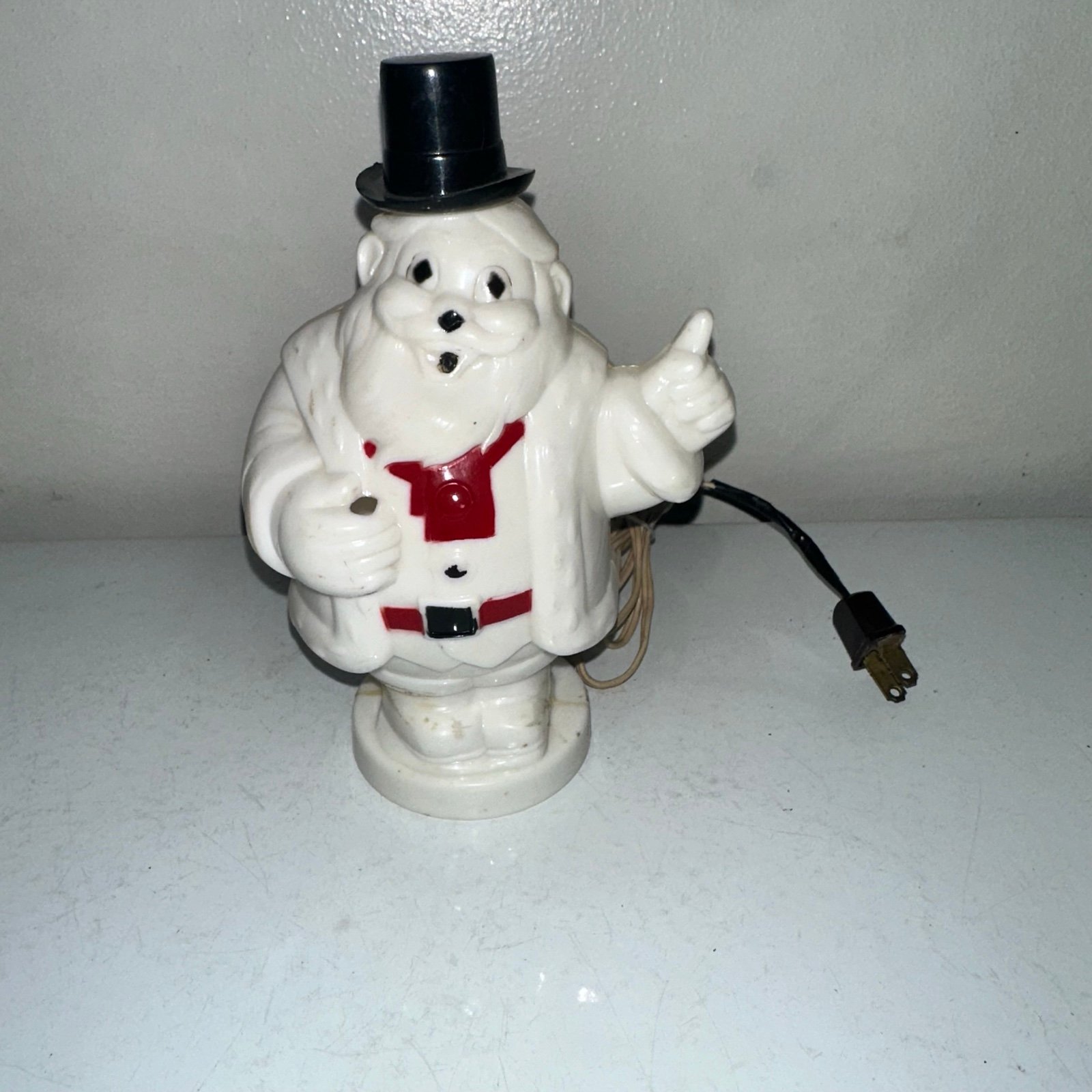 Vintage Christmas Santa Hard Plastic Light Up blow mold Bank.