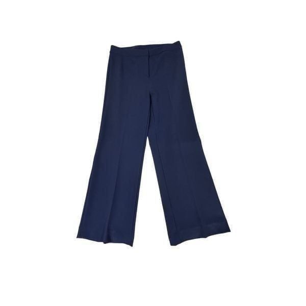 St John Black Label Navy Blue Wide Leg High Waist Pant Trouser Stretchy | Size 1