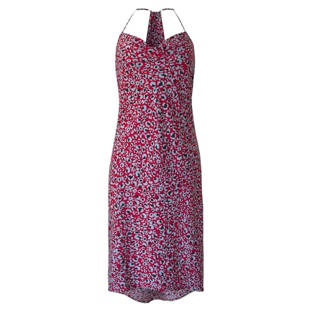 BCBGeneration Women's Cocktail Cowl neck asymmetrical animal print dress Sz M