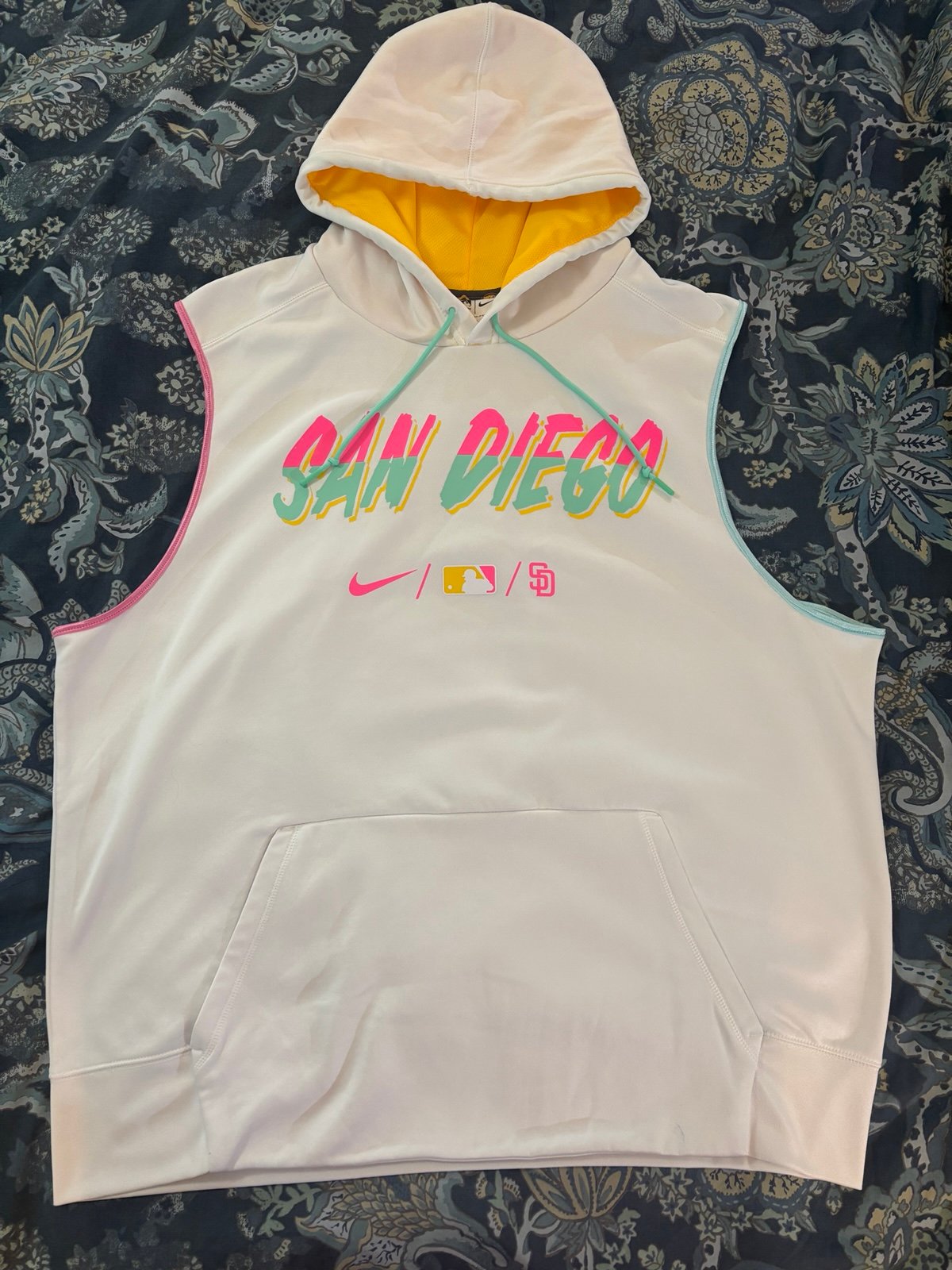 San Diego Padres Custom Nike City Connect Sleeveless Hoodie 2XL White