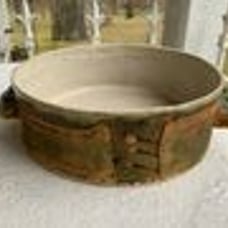 Vintage Rustic Signed Pottery Serving Dish- Salt Glaze - Rustic Elegance