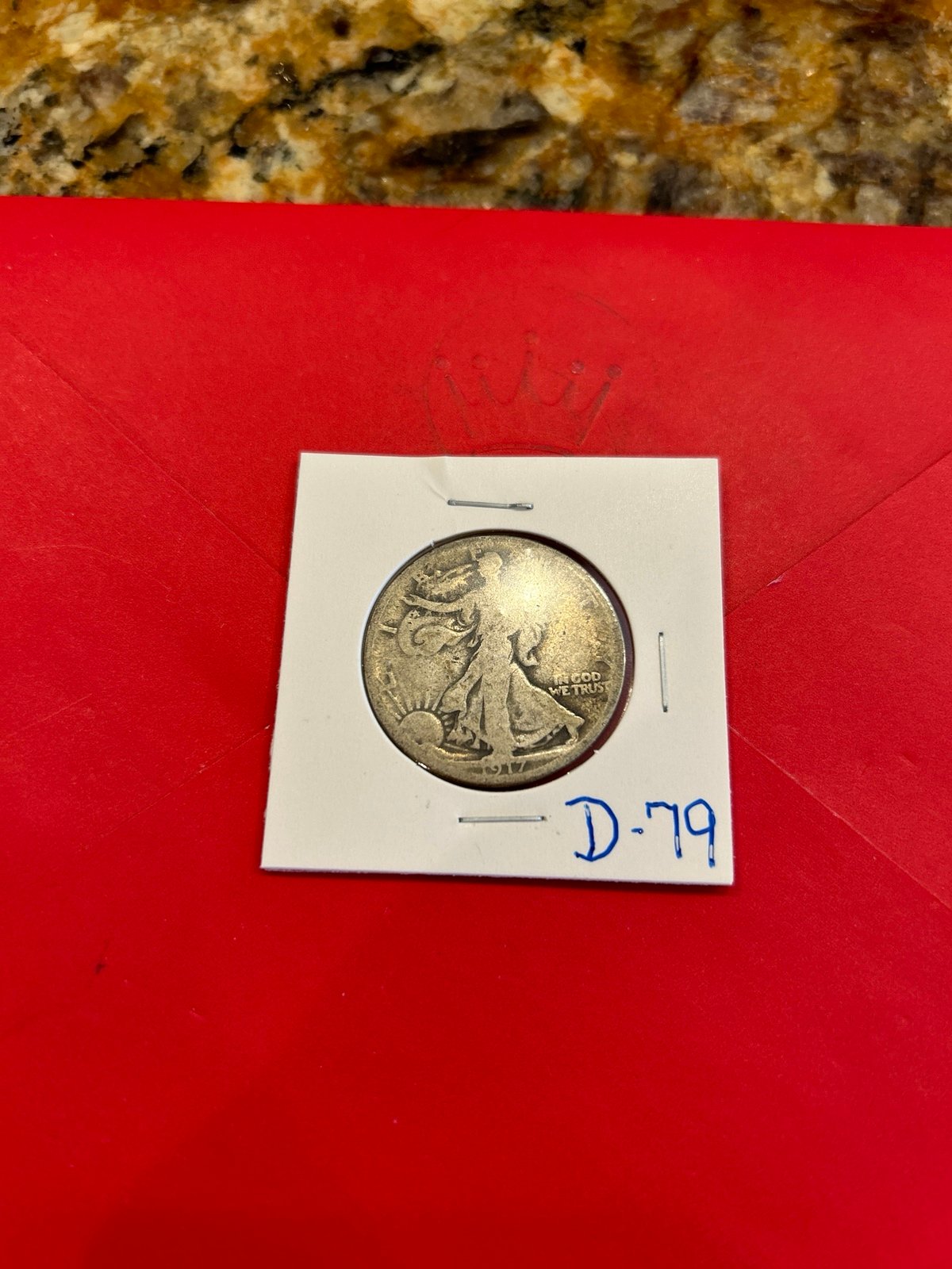 1917 silver walking Liberty half dollar non cleaned