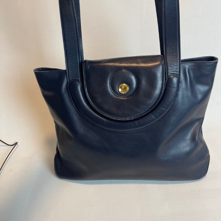 Rare Vintage Movado Blue Leather Handbag