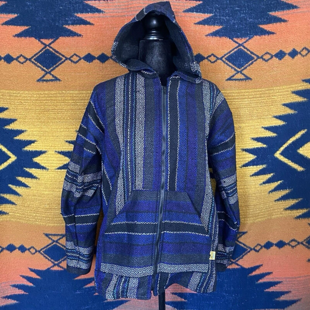 Vintage 1990’s Molina Baja Zip Up Hooded Jacket. Pockets. M/L. Mexico.