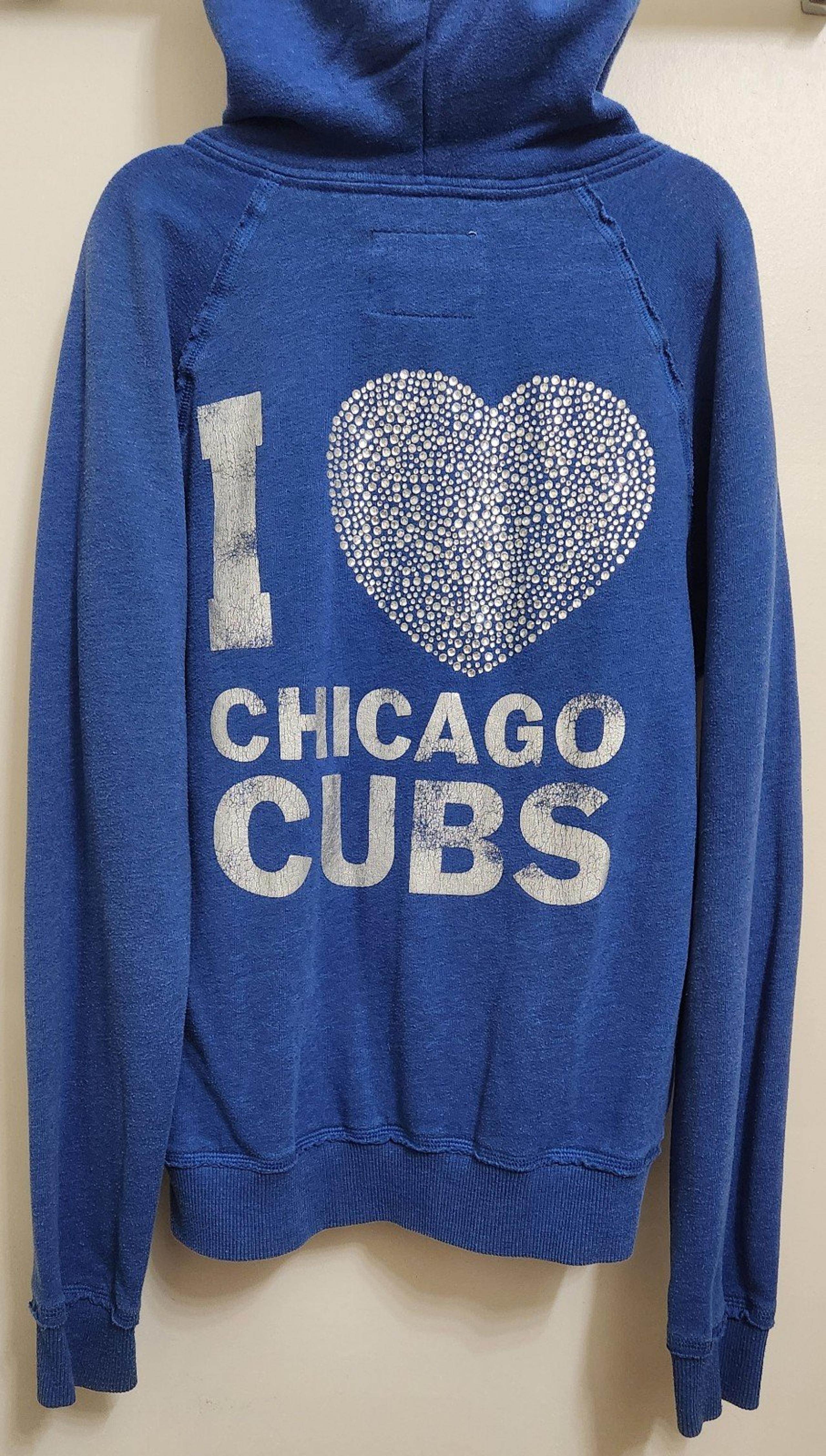 Chicago Cubs Sz S Small Cubbies Full Zip Blue Hoodie Bling - Victoria's Secret