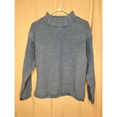 Blue Willi's Denim Chambray Light Blue Cable Thick Knit Cowl Neck Sweater M