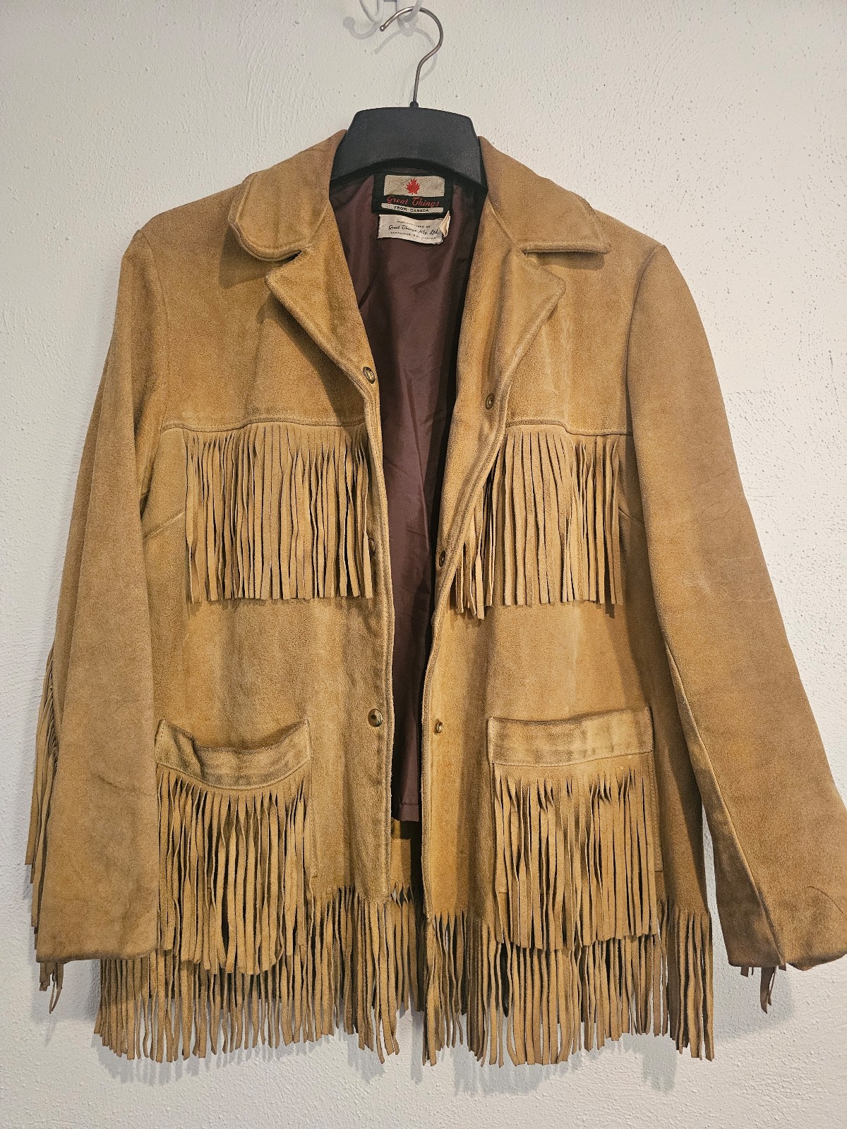 Vintage 70s Suede Fringed Jacket Size L