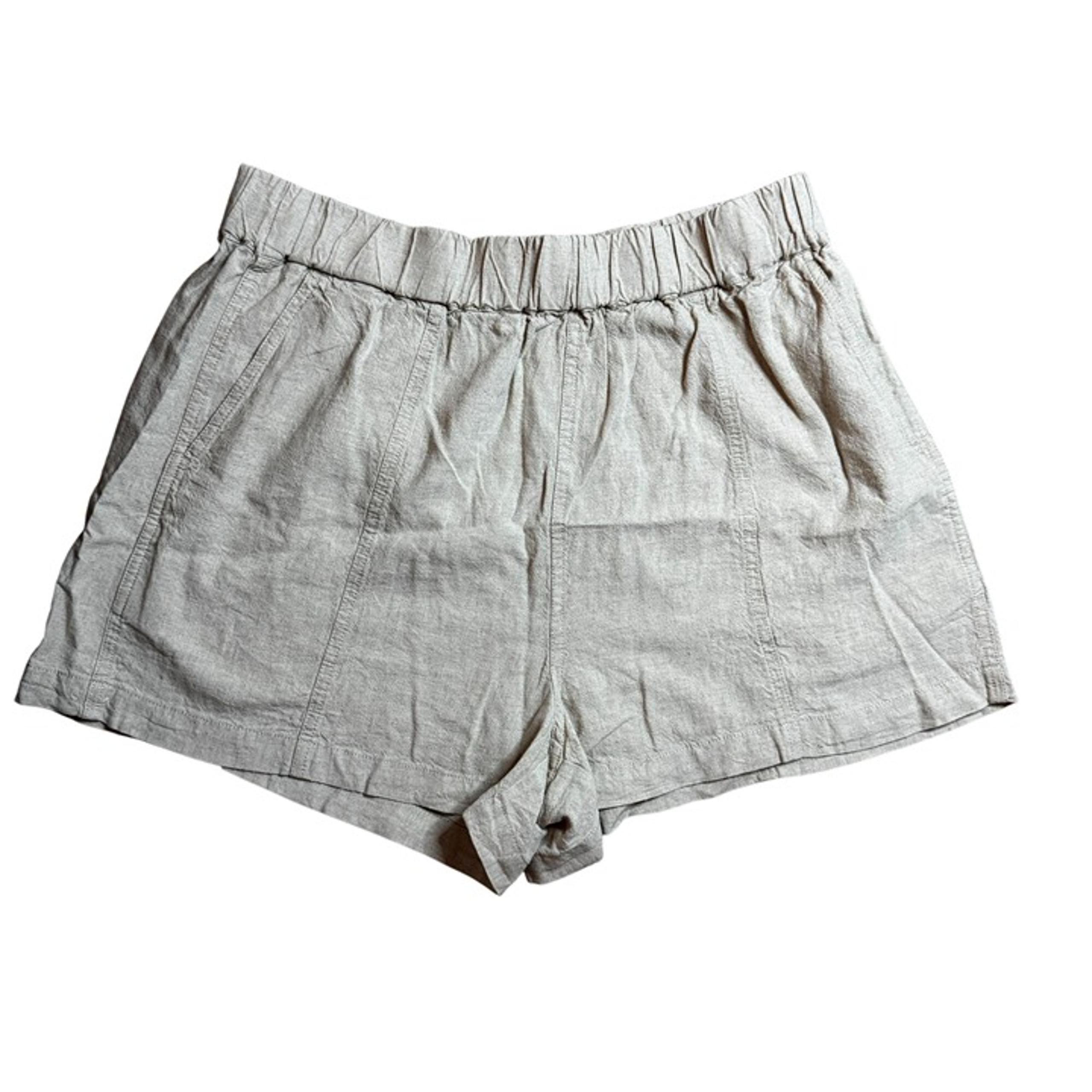 Madewell Womens Pull On Linen-Blend Elastic Waist Shorts Pockets Beige Medium