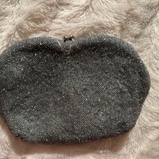 Walborg grey seed bead purse with original tag vintage
