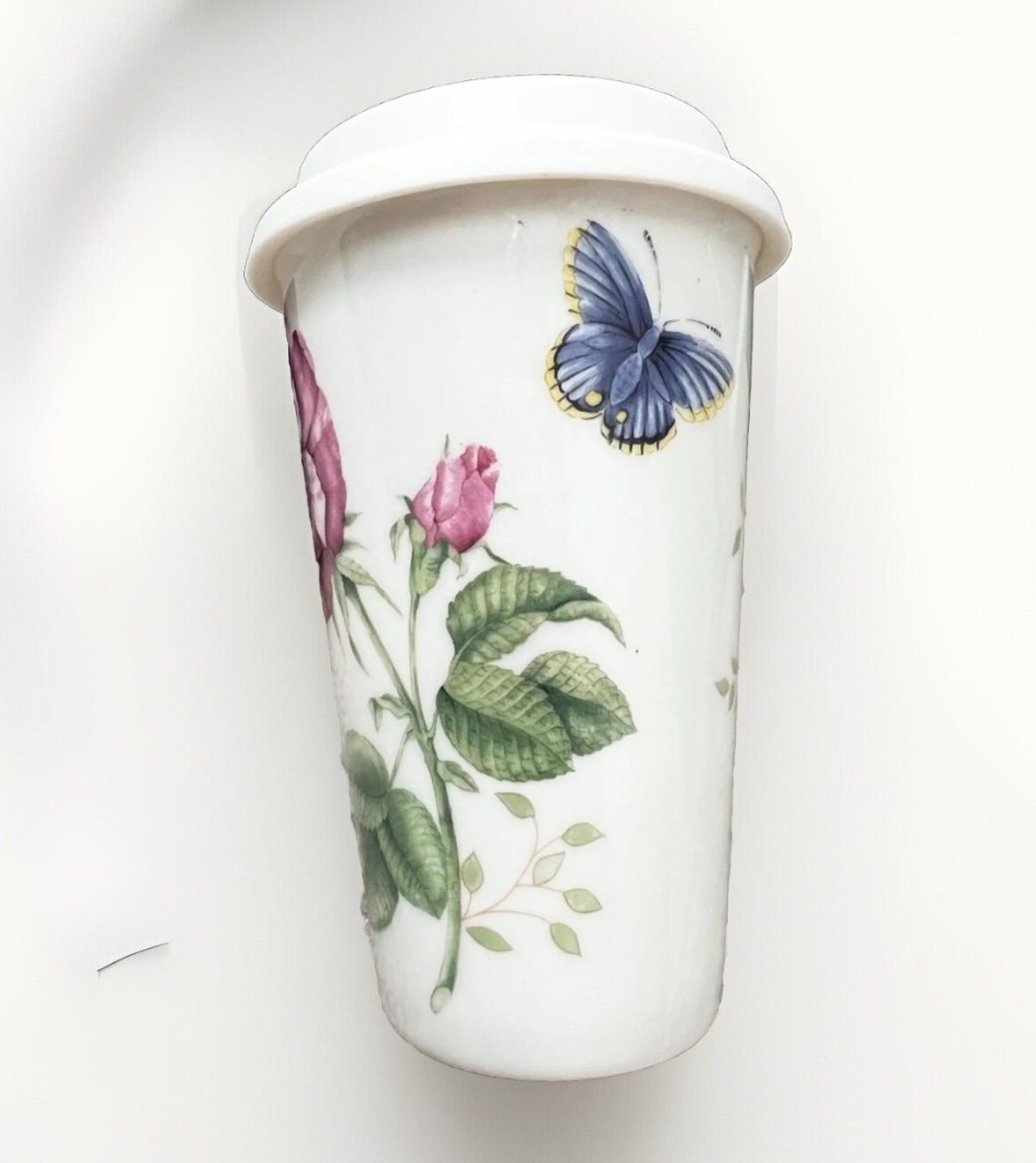 Lenox American by Design Blue Butterfly Meadow Thermal Travel Mug coffee