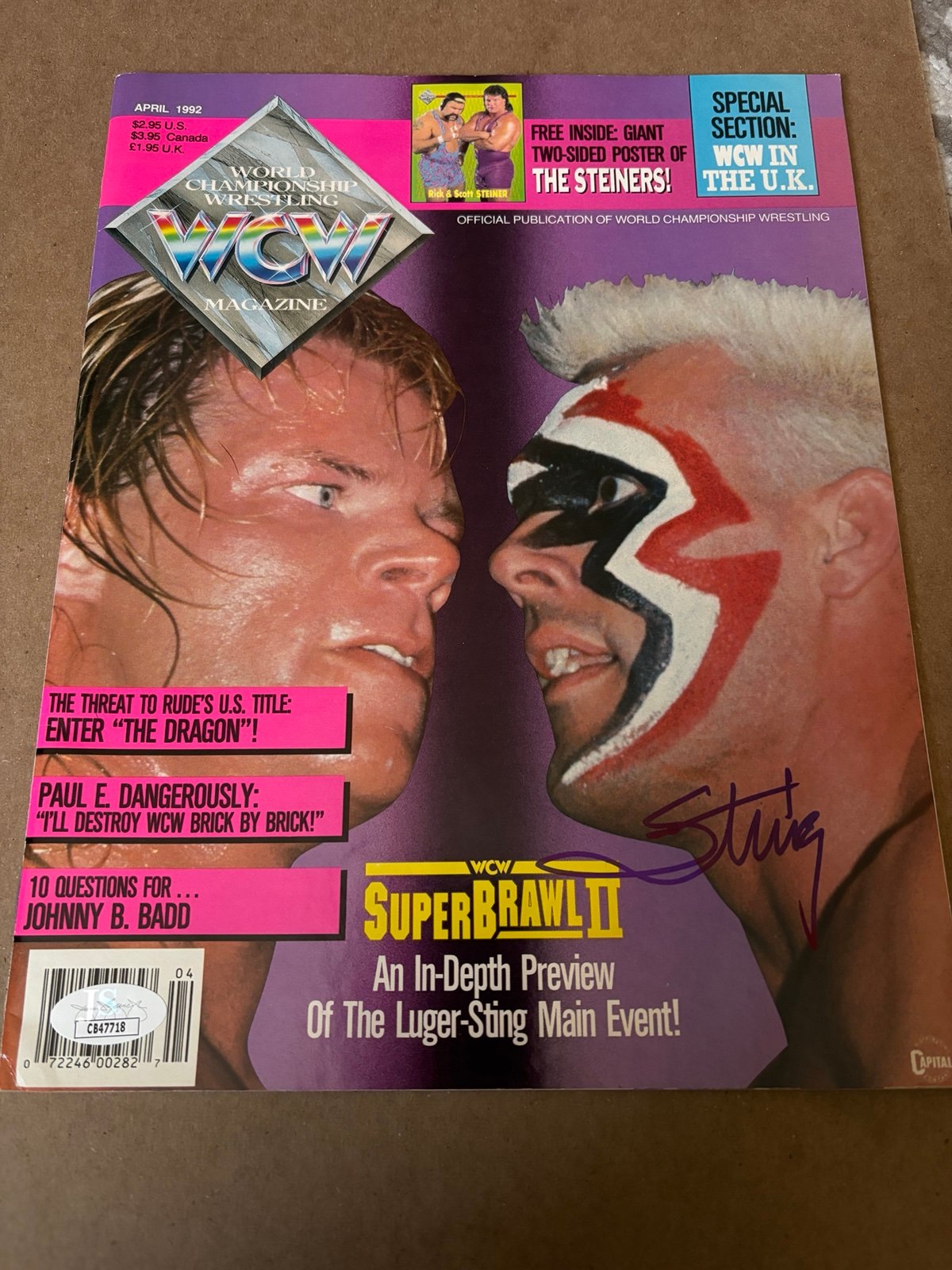Sting Signed WCW Magazine April 1992 JSA WWE
