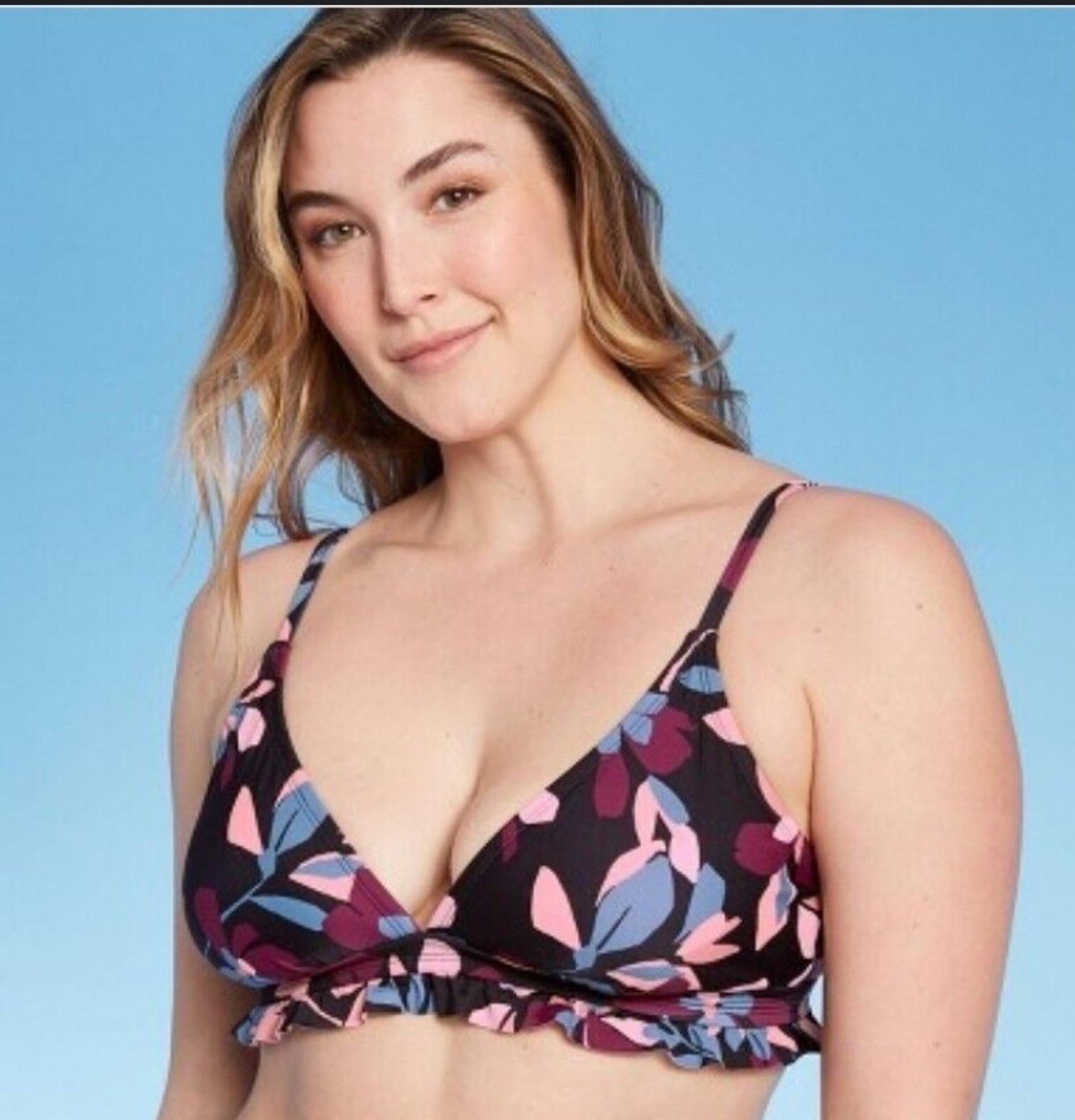 Kona Sol Women's Ruffle Trim Bikini Top XS NEW