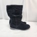 TOMS Serra Size 8.5 Black Suede Slouchy Moto leather Mid Calf Perforated Boots w