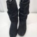 TOMS Serra Size 8.5 Black Suede Slouchy Moto leather Mid Calf Perforated Boots w