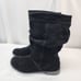 TOMS Serra Size 8.5 Black Suede Slouchy Moto leather Mid Calf Perforated Boots w
