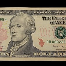 PB 00028195* 10 Dollar Bill With Star And printing ink error Series 2017A