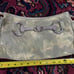 Boutique designer suede horsebit clutch