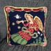 Vintage Needlepoint Angel Christmas Throw Pillow