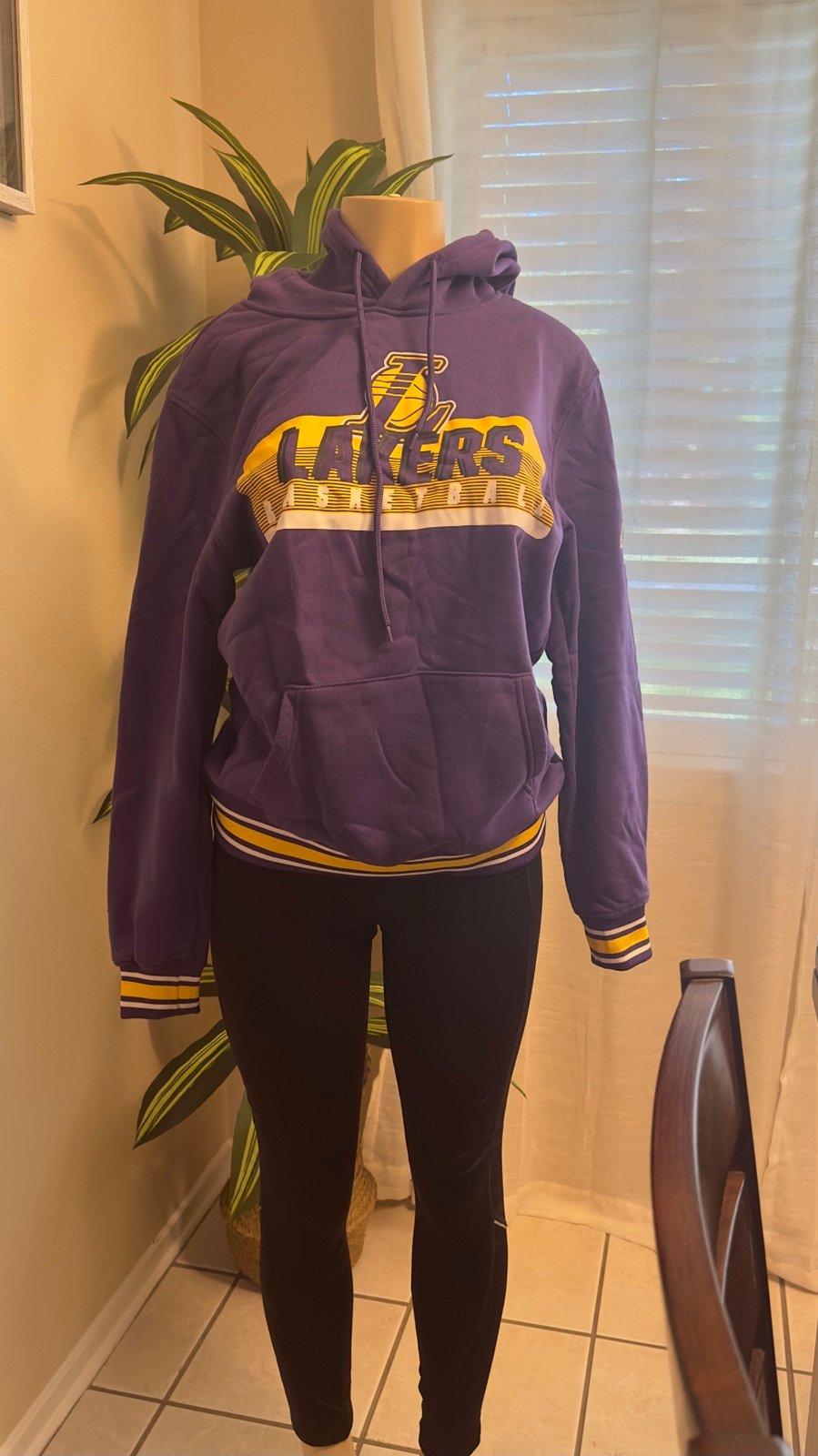 NBA Lakers Basketball Purple, White, and Yellow Long Sleeve hoodie Size S