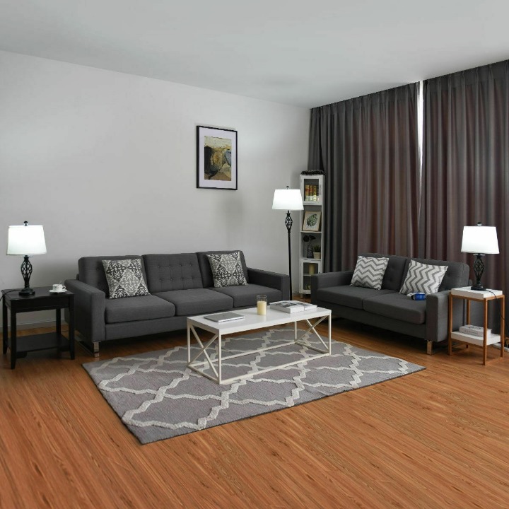 2 Table Lamps 1 Floor Lamp Set with Fabr