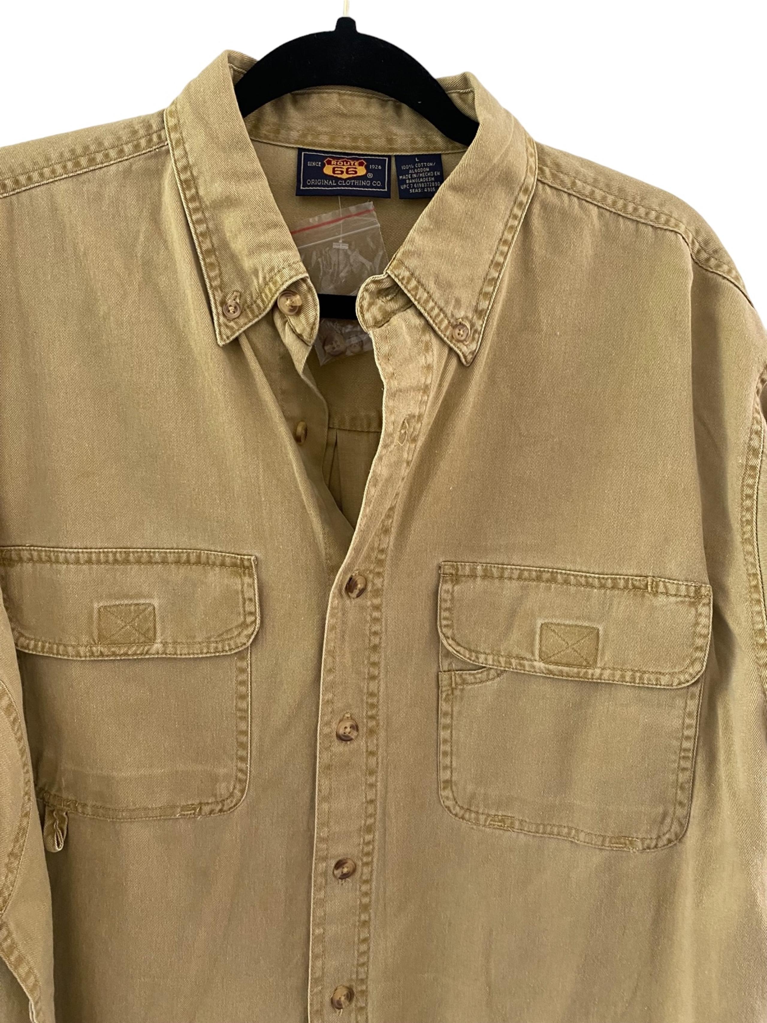 Route 66 NWOT 100% Cotton Khaki Safari Button Down Shirt