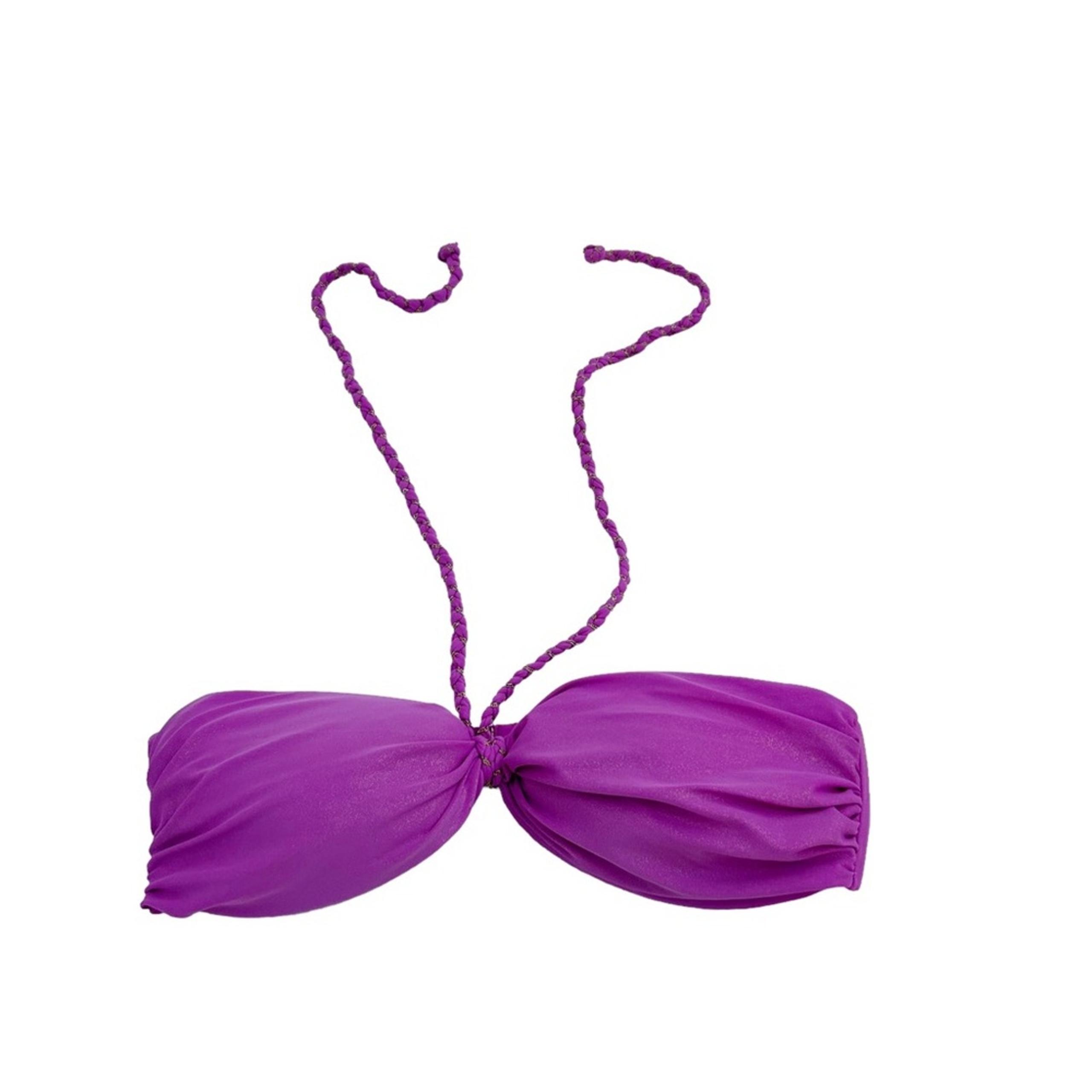 Xhilaration Purple With Gold Sheen & Braided Metal Chain Tie Neck Bikini Top, M