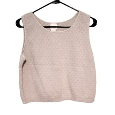 Beige Textured Sleeveless Sweater Vest Size Medium