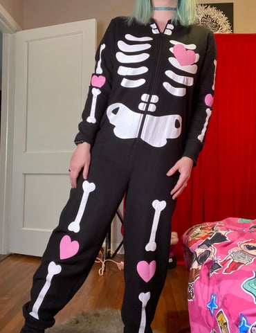 Skeleton heart onesie
