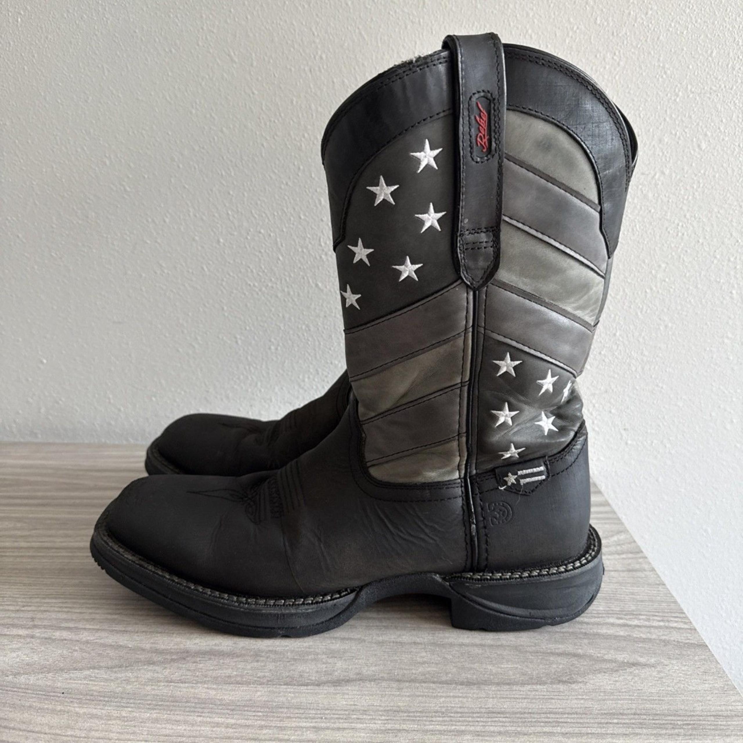 Durango Men's Rebel Black Charcoal Gray Flag Cowboy Western Boots - Size 10 USA