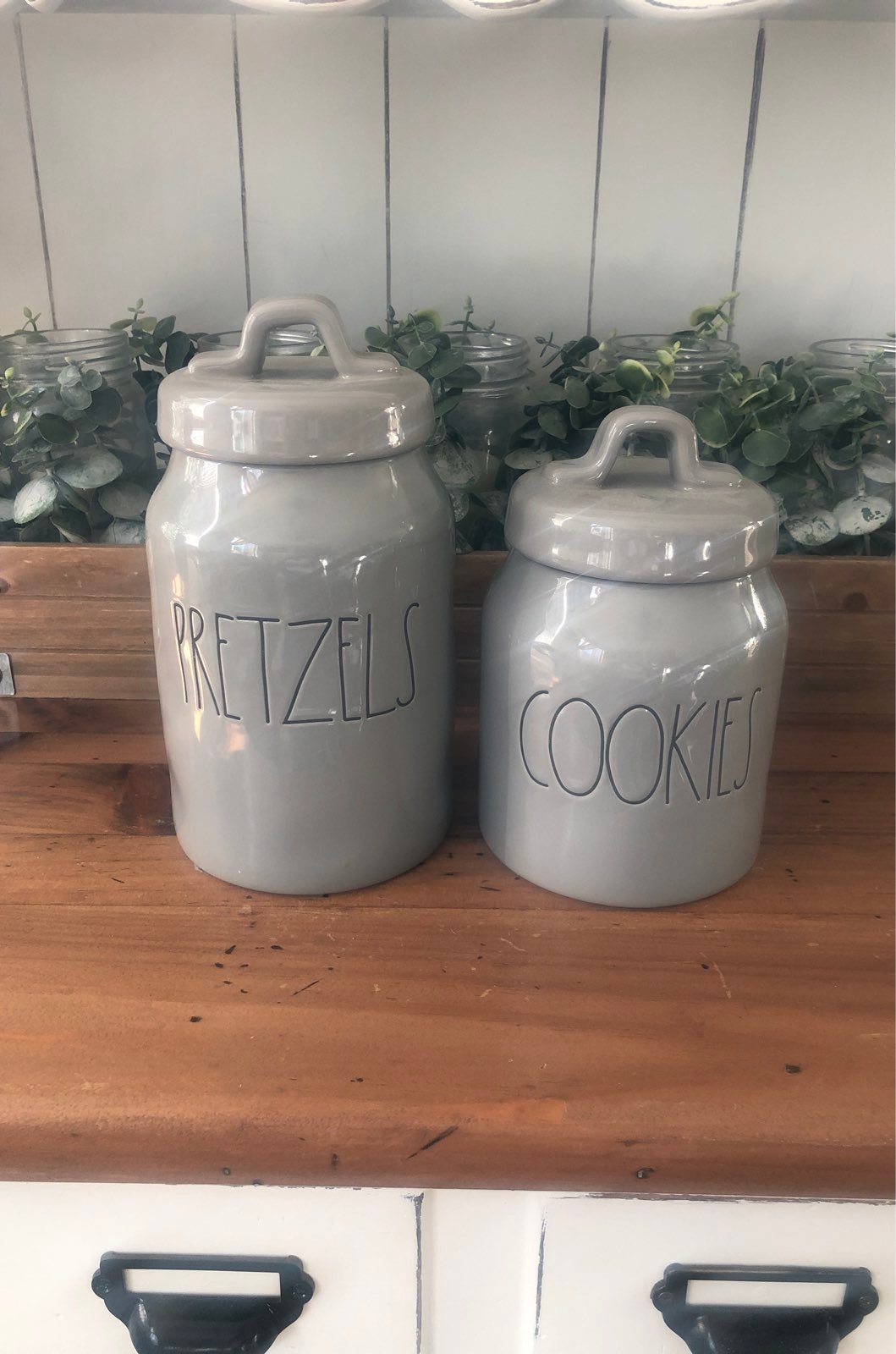 Rae Dunn Gray Pretzels & Cookie Caniste