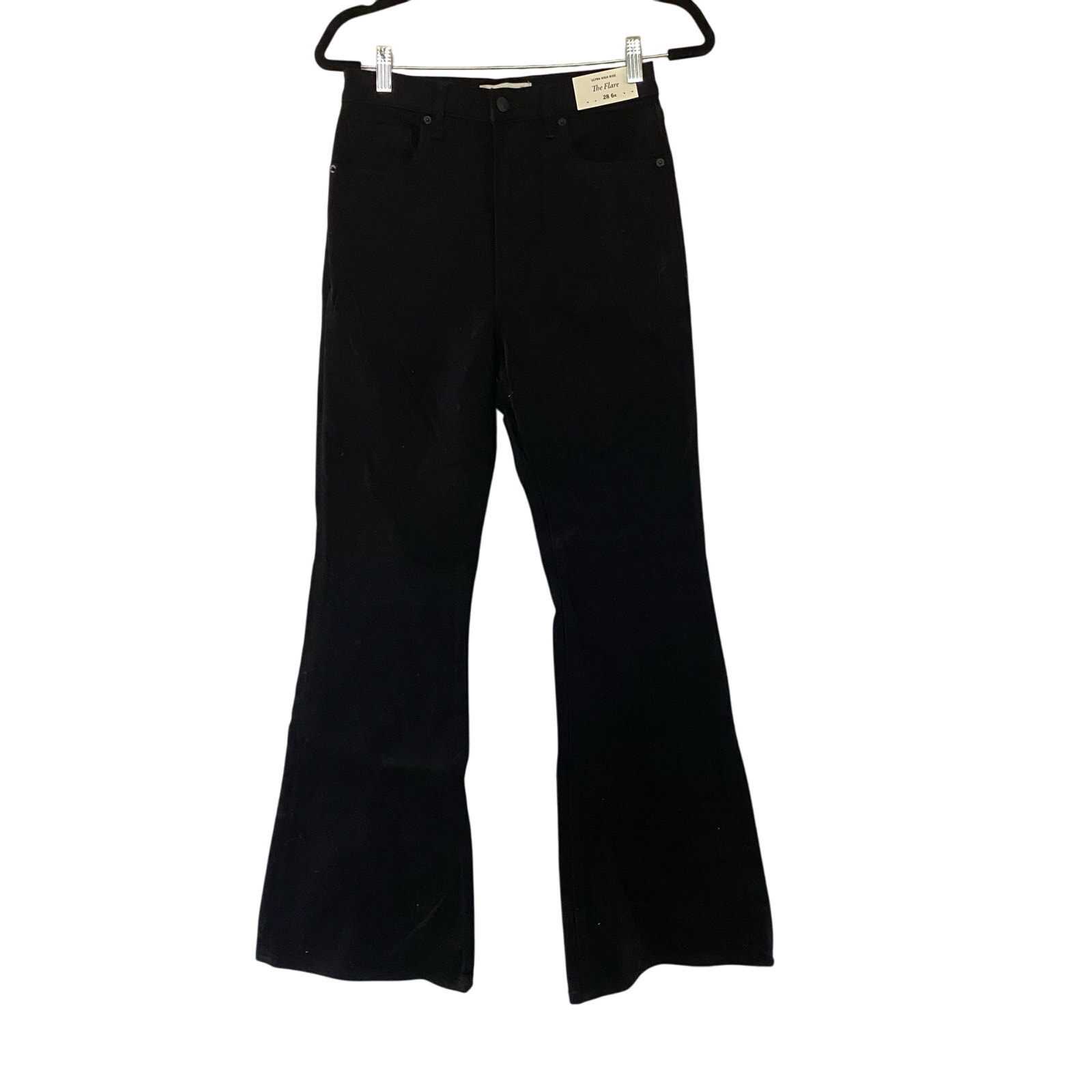 NEW Abercrombie & Fitch Black Ultra High Rise Stretch Flare Jean 28 6 R