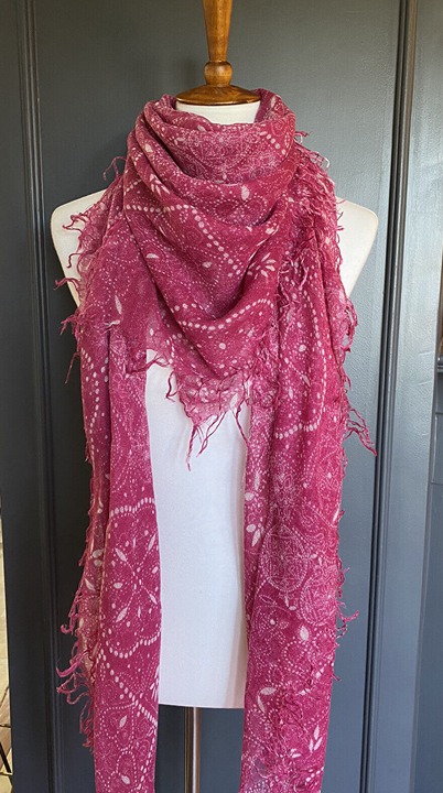 New Auth Chan Luu Mandala Bandana Print Cashmere Silk Scarf Color: Sangria