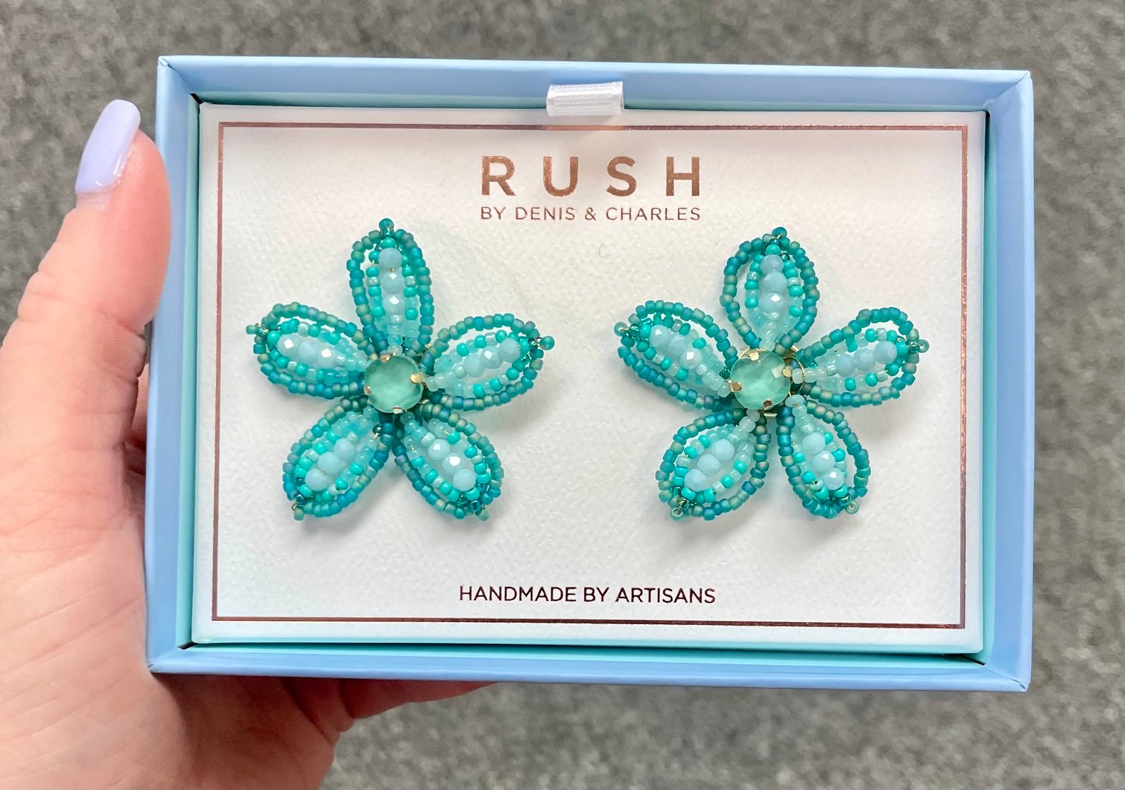 Beaded Turquoise Floral Earrings