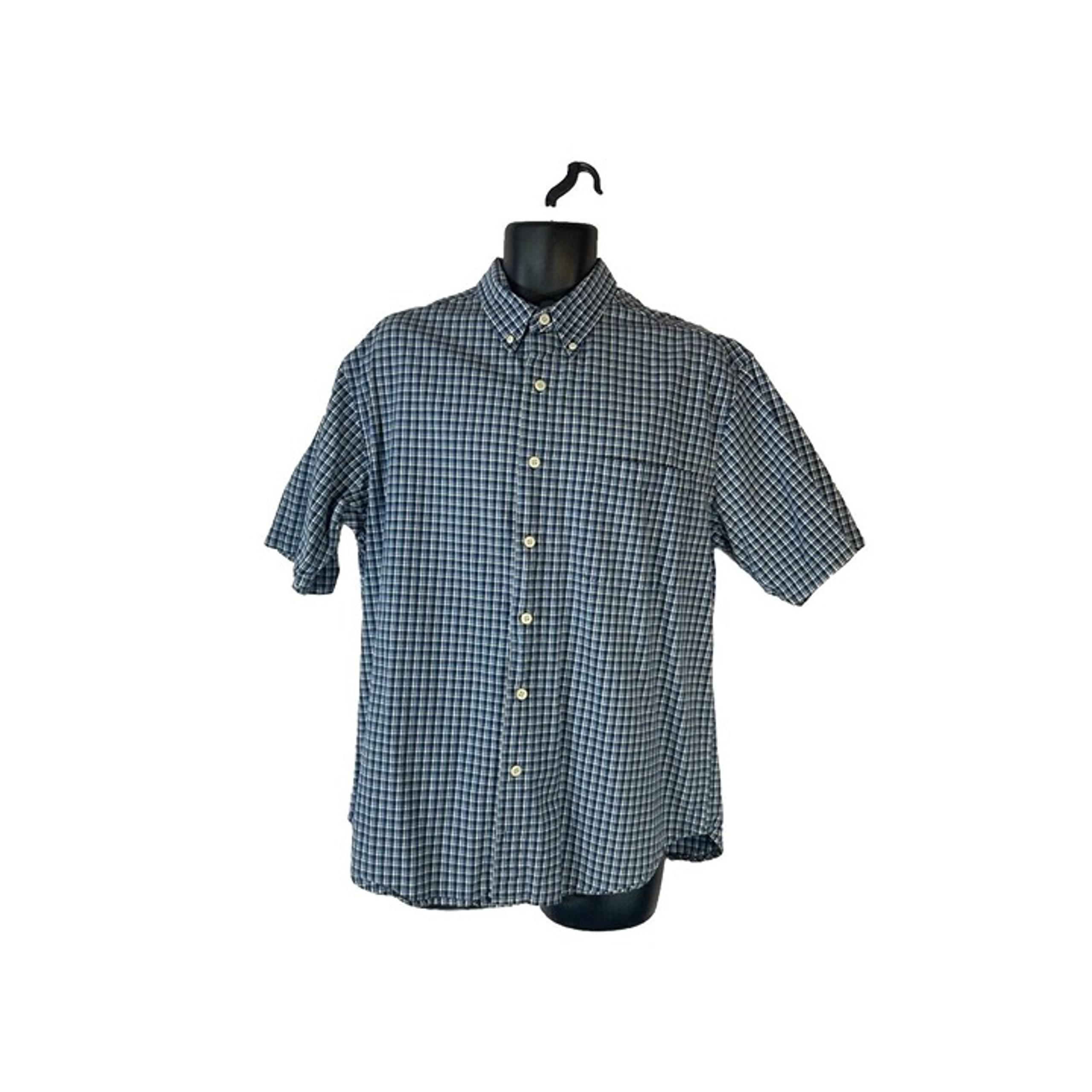 Arizona Jeans Shirt Mens Size M Button- Down Blue Gingham Plaid Short Sleeve