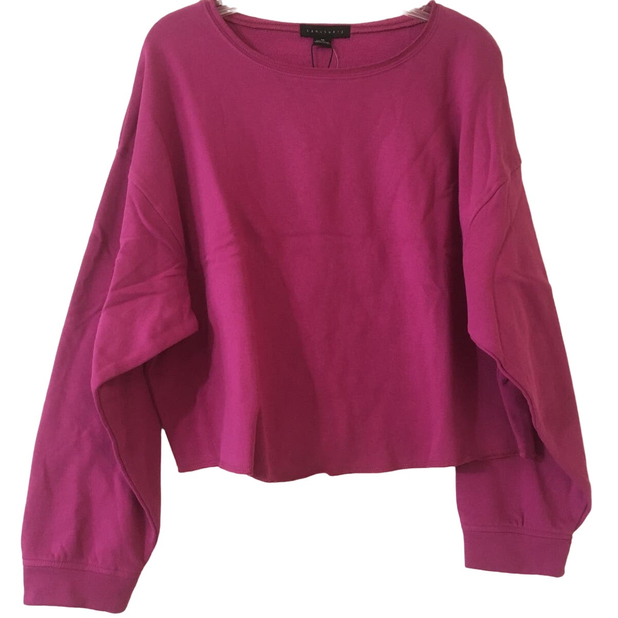 NWT Sanctuary XS Cropped Oversized Drop Sleeve Fuchsia Pink Sweatshirt