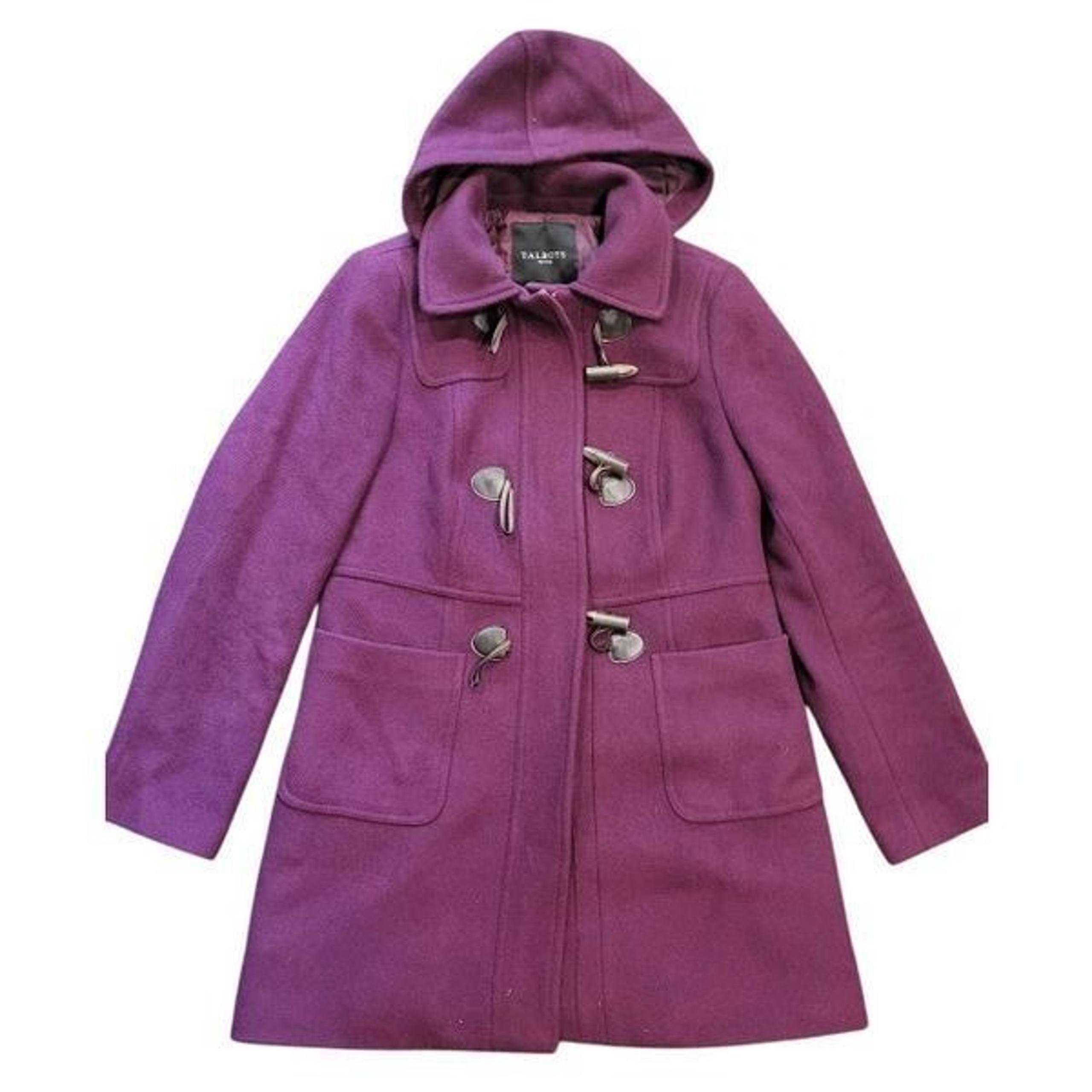 Talbots Coat Women's 4 Petite Plum Wool Duffle Toggle Hooded Thinsulate Warm