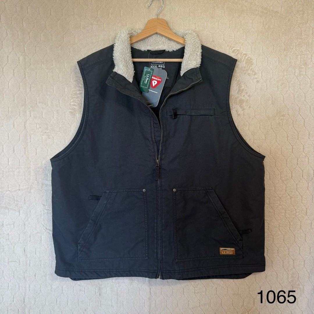 LL Bean Trucker Quilted Zip Up Canvas Lumberjack Work Vest Shearling Sz 3XL NWT