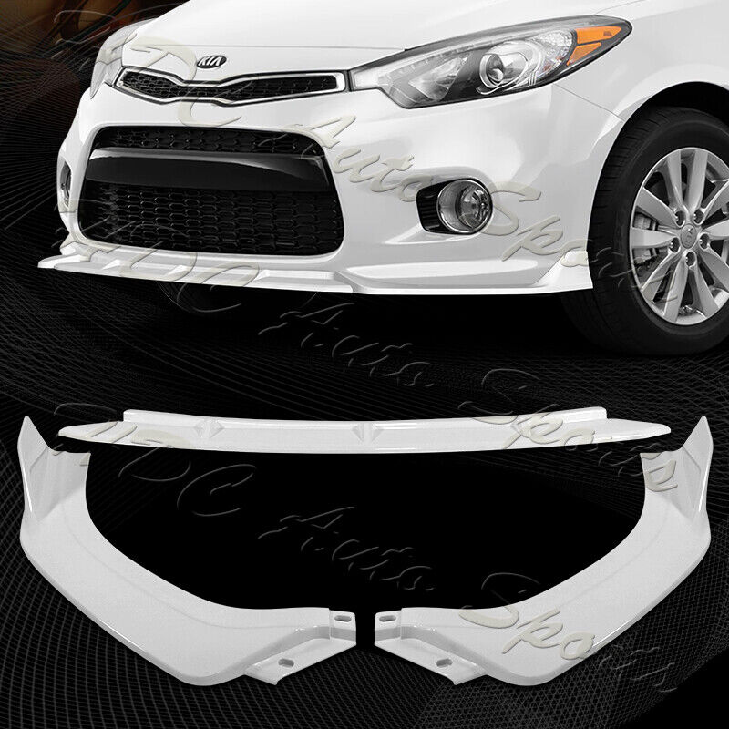 For 2014-2016 Kia Forte Koup Coupe STP-Style Painted White Front Bumper Lip 3pcs