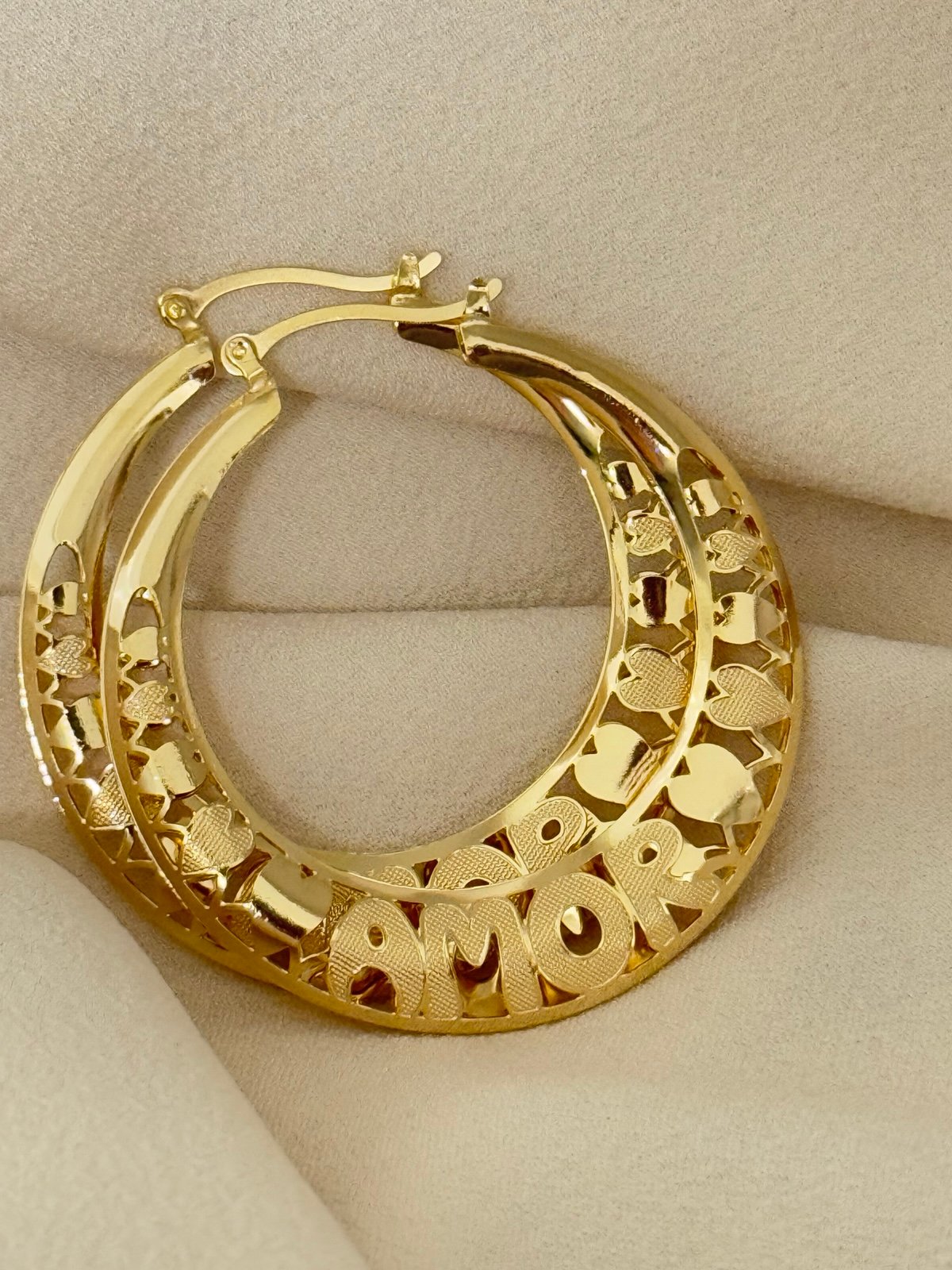 14k Gold Filled Filigree Amor Hoop Earrings