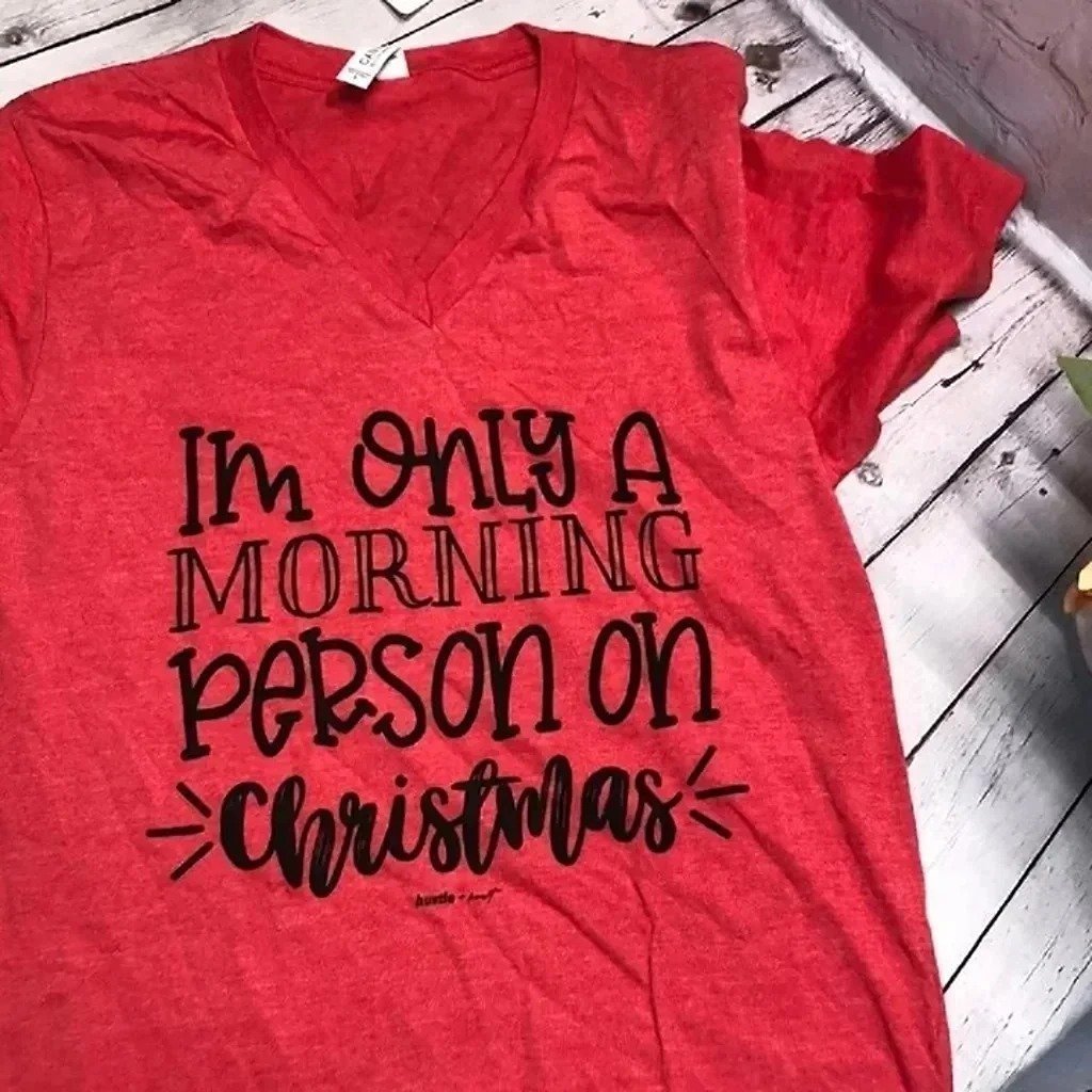 boutique christams morning graphic tees women XL morning person
