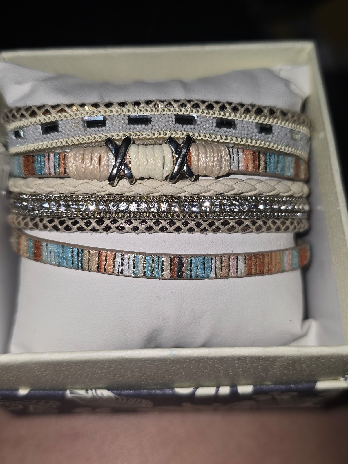 Boho Multilayer Leather Bracelet with Druzy Stone & Magnetic Clasp by Saachi