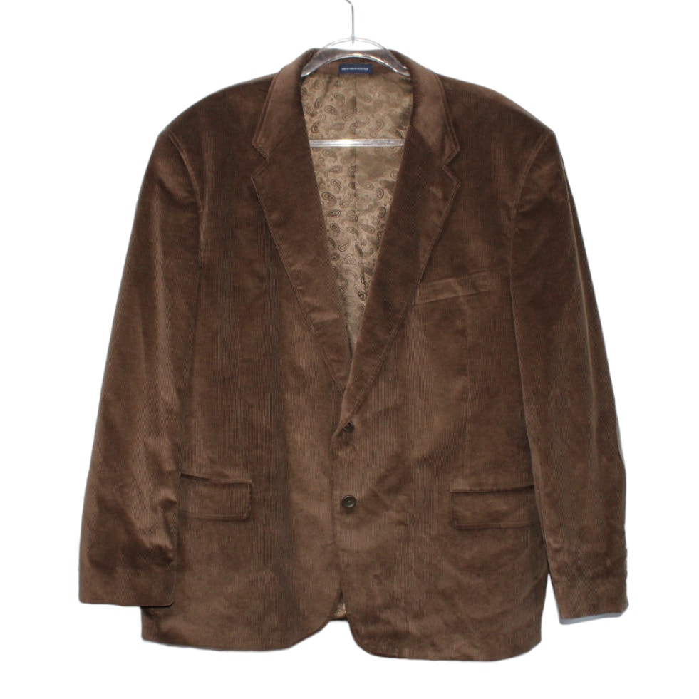 Vintage Stafford Men's Stafford Corduroy Blazer Tan Gray Elbow Patch Size 50R