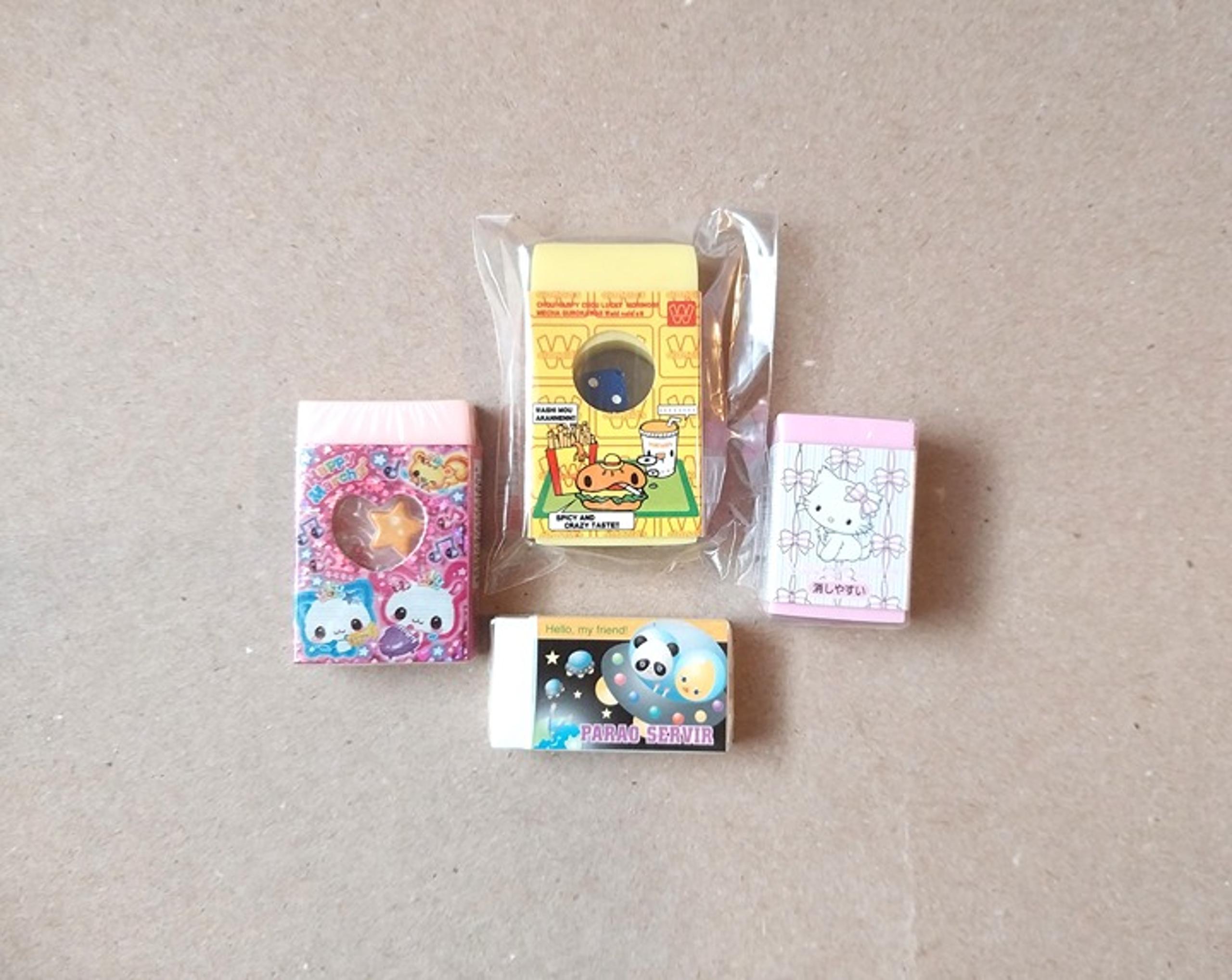 Heisei retro kawaii Japanese 4 eraser bundle