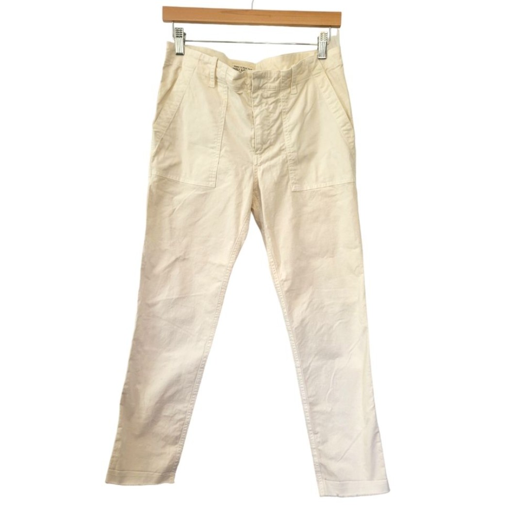 Nili Lotan Jenna Pants in Eggshell Womens 6 Cropped Raw Hem