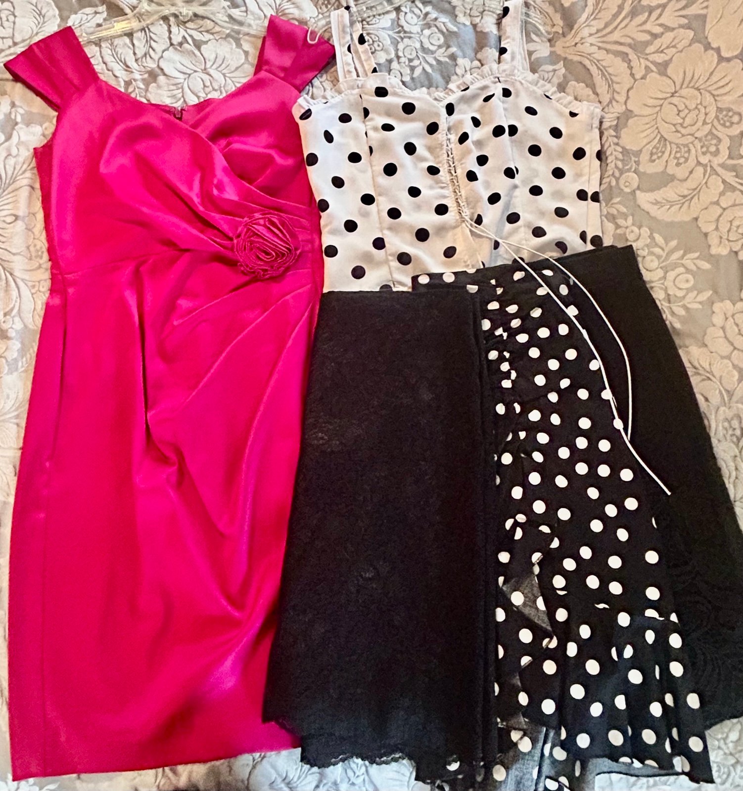 5 pieces polka dot top and dress/skirts bundle M-L