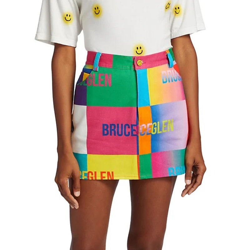 BruceGlen Happy Logo Mini Skirt Multicolored Size 28