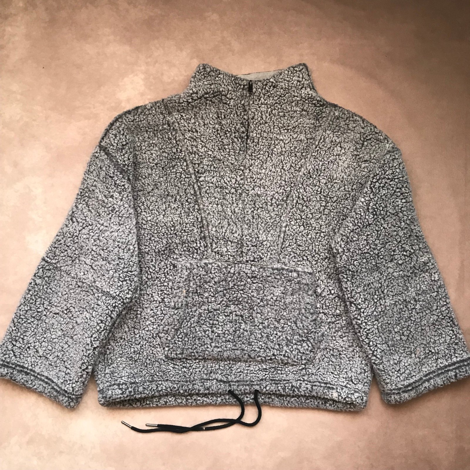 Sundance Gray Half Zip Fluffy Fleece Front Pocket Soft Cozy Excellent Small